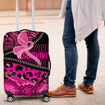 Pink Ribbon Animals Skin African Mixed Luggage Cover Zipper Stylized - African Pride