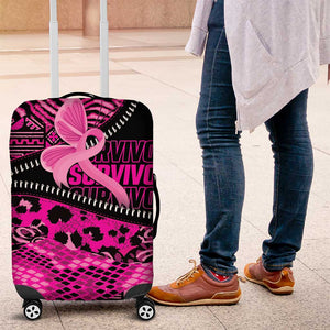 Pink Ribbon Animals Skin African Mixed Luggage Cover Zipper Stylized - African Pride