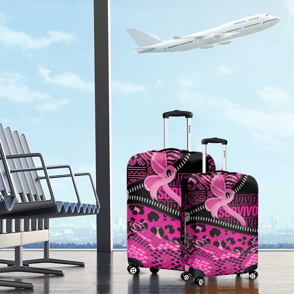 Pink Ribbon Animals Skin African Mixed Luggage Cover Zipper Stylized - African Pride
