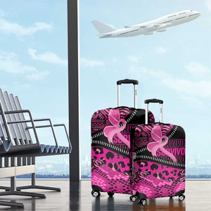 Pink Ribbon Animals Skin African Mixed Luggage Cover Zipper Stylized - African Pride