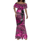 Pink Ribbon Animals Skin African Mixed Mermaid Dress Zipper Stylized - African Pride