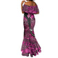 Pink Ribbon Animals Skin African Mixed Mermaid Dress Zipper Stylized - African Pride
