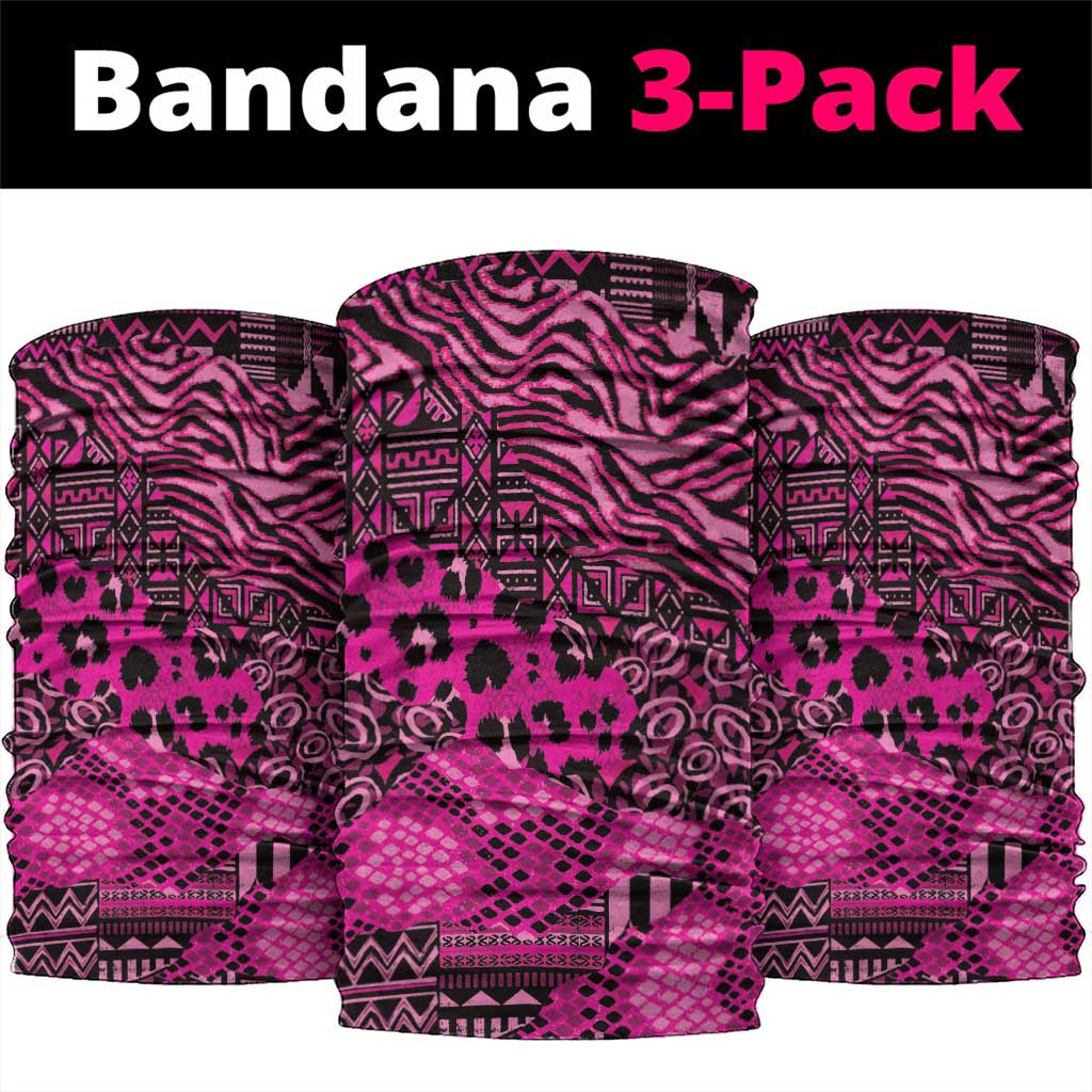 Pink Ribbon Animals Skin African Mixed Neck Gaiter Zipper Stylized - African Pride