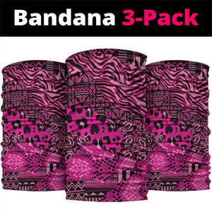 Pink Ribbon Animals Skin African Mixed Neck Gaiter Zipper Stylized - African Pride