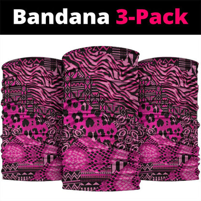 Pink Ribbon Animals Skin African Mixed Neck Gaiter Zipper Stylized - African Pride
