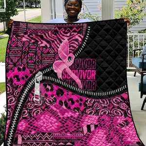 Pink Ribbon Animals Skin African Mixed Quilt Zipper Stylized - African Pride