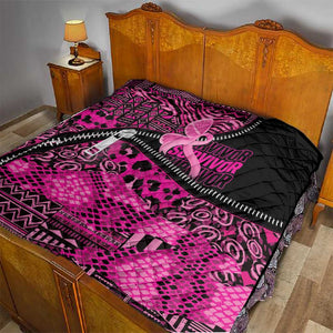 Pink Ribbon Animals Skin African Mixed Quilt Zipper Stylized - African Pride