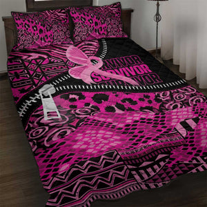 Pink Ribbon Animals Skin African Mixed Quilt Bed Set Zipper Stylized - African Pride