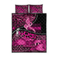 Pink Ribbon Animals Skin African Mixed Quilt Bed Set Zipper Stylized - African Pride