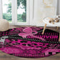 Pink Ribbon Animals Skin African Mixed Round Carpet Zipper Stylized - African Pride