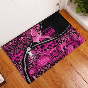 Pink Ribbon Animals Skin African Mixed Rubber Doormat Zipper Stylized - African Pride