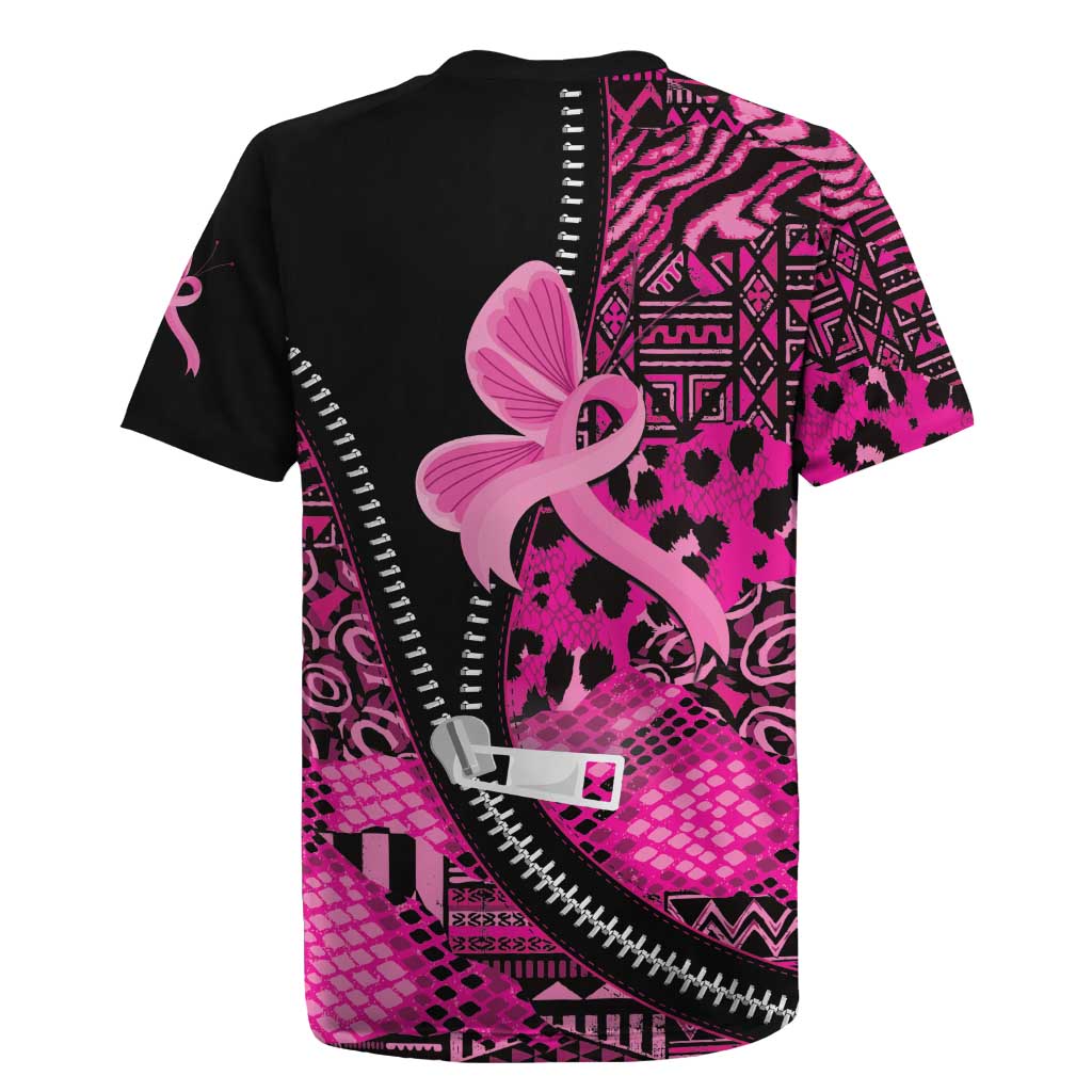 Pink Ribbon Animals Skin African Mixed Rugby Jersey Zipper Stylized - African Pride