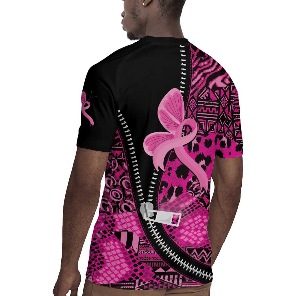 Pink Ribbon Animals Skin African Mixed Rugby Jersey Zipper Stylized - African Pride