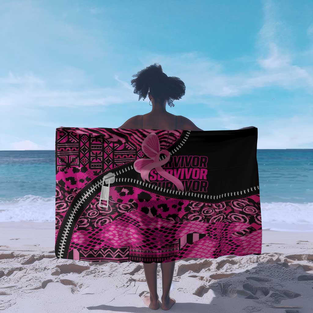 Pink Ribbon Animals Skin African Mixed Sarong Zipper Stylized - African Pride