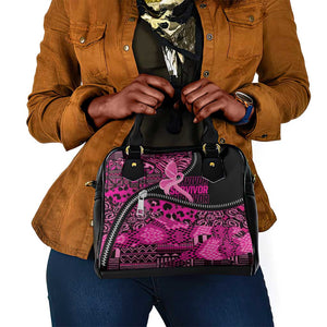 Pink Ribbon Animals Skin African Mixed Shoulder Handbag Zipper Stylized - African Pride