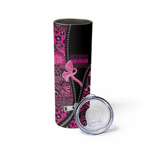 Pink Ribbon Animals Skin African Mixed Skinny Tumbler Zipper Stylized - African Pride