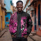Pink Ribbon Animals Skin African Mixed Sleeve Zip Bomber Jacket Zipper Stylized - African Pride