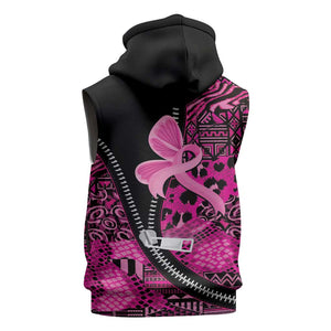 Pink Ribbon Animals Skin African Mixed Sleeveless Hoodie Zipper Stylized - African Pride