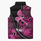 Pink Ribbon Animals Skin African Mixed Sleeveless Puffer Jacket Zipper Stylized