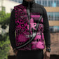 Pink Ribbon Animals Skin African Mixed Sleeveless Puffer Jacket Zipper Stylized
