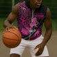 Pink Ribbon Animals Skin African Mixed Sleeveless Zip Hoodie Zipper Stylized - African Pride