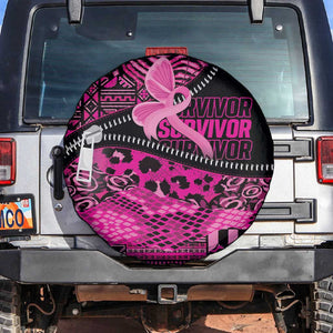 Pink Ribbon Animals Skin African Mixed Spare Tire Cover Zipper Stylized - African Pride