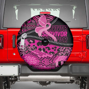 Pink Ribbon Animals Skin African Mixed Spare Tire Cover Zipper Stylized - African Pride