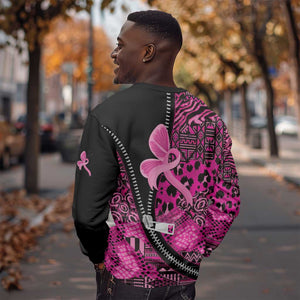 Pink Ribbon Animals Skin African Mixed Sweatshirt Zipper Stylized - African Pride