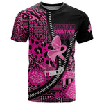 Pink Ribbon Animals Skin African Mixed T shirt Zipper Stylized - African Pride