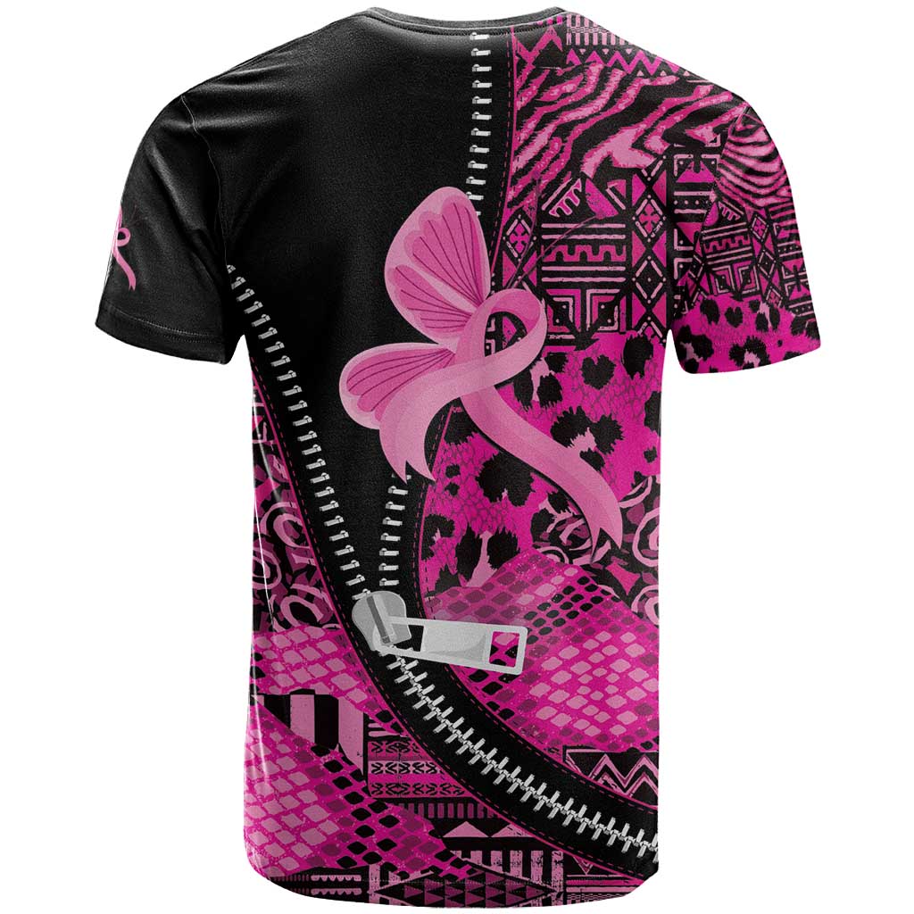 Pink Ribbon Animals Skin African Mixed T shirt Zipper Stylized - African Pride
