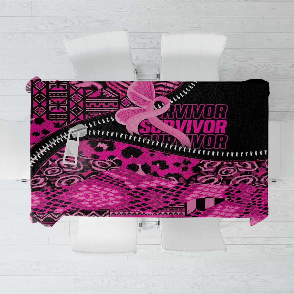 Pink Ribbon Animals Skin African Mixed Tablecloth Zipper Stylized - African Pride