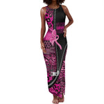 Pink Ribbon Animals Skin African Mixed Tank Maxi Dress Zipper Stylized - African Pride
