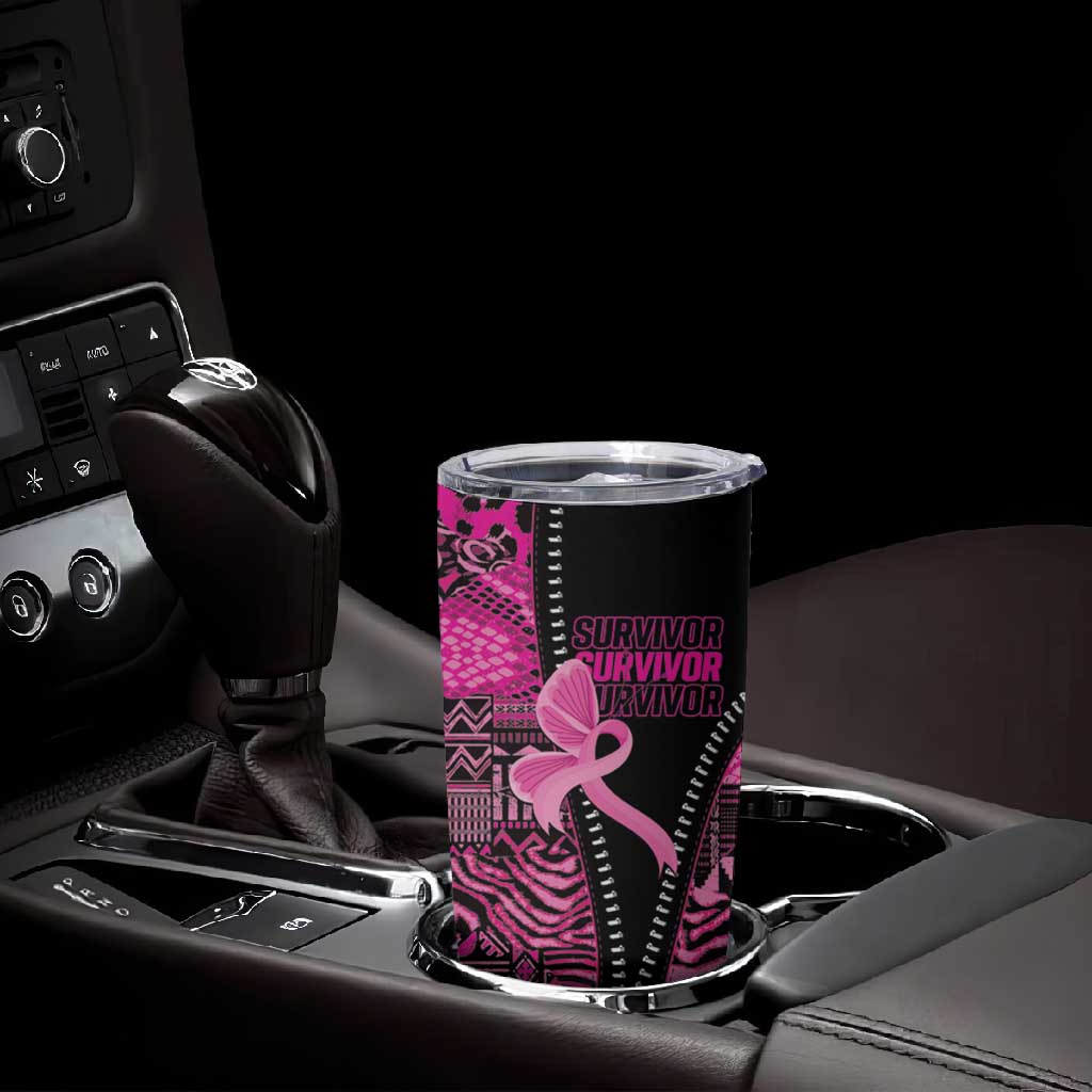 Pink Ribbon Animals Skin African Mixed Tumbler Cup Zipper Stylized - African Pride