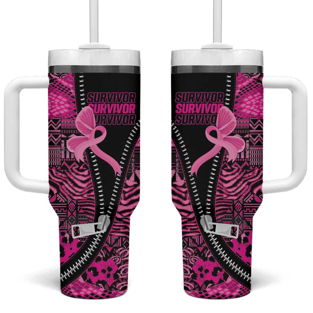 Pink Ribbon Animals Skin African Mixed Tumbler With Handle Zipper ...
