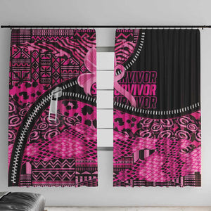 Pink Ribbon Animals Skin African Mixed Window Curtain Zipper Stylized - African Pride