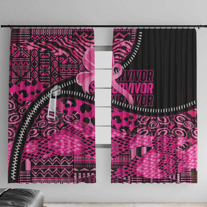 Pink Ribbon Animals Skin African Mixed Window Curtain Zipper Stylized - African Pride
