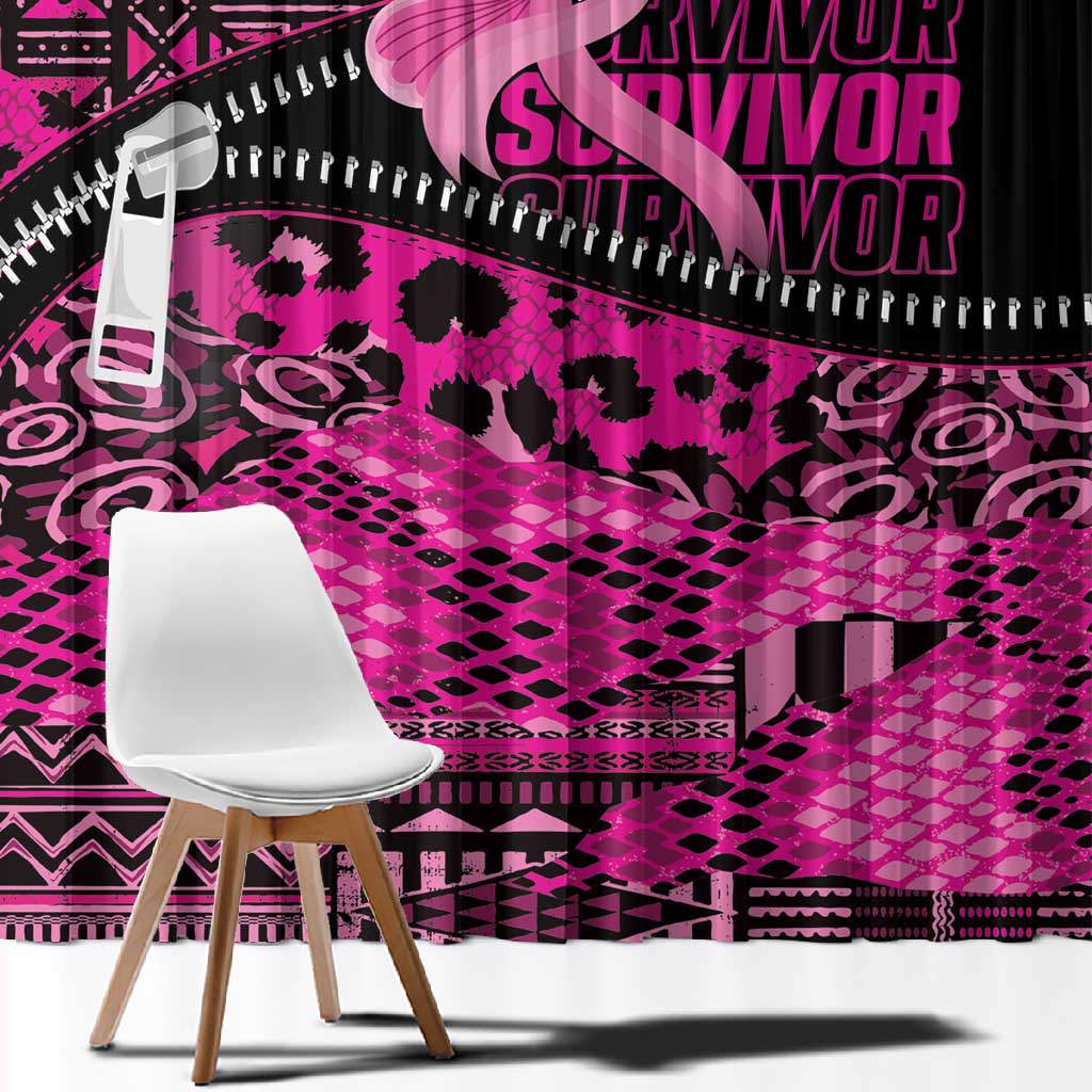 Pink Ribbon Animals Skin African Mixed Window Curtain Zipper Stylized - African Pride