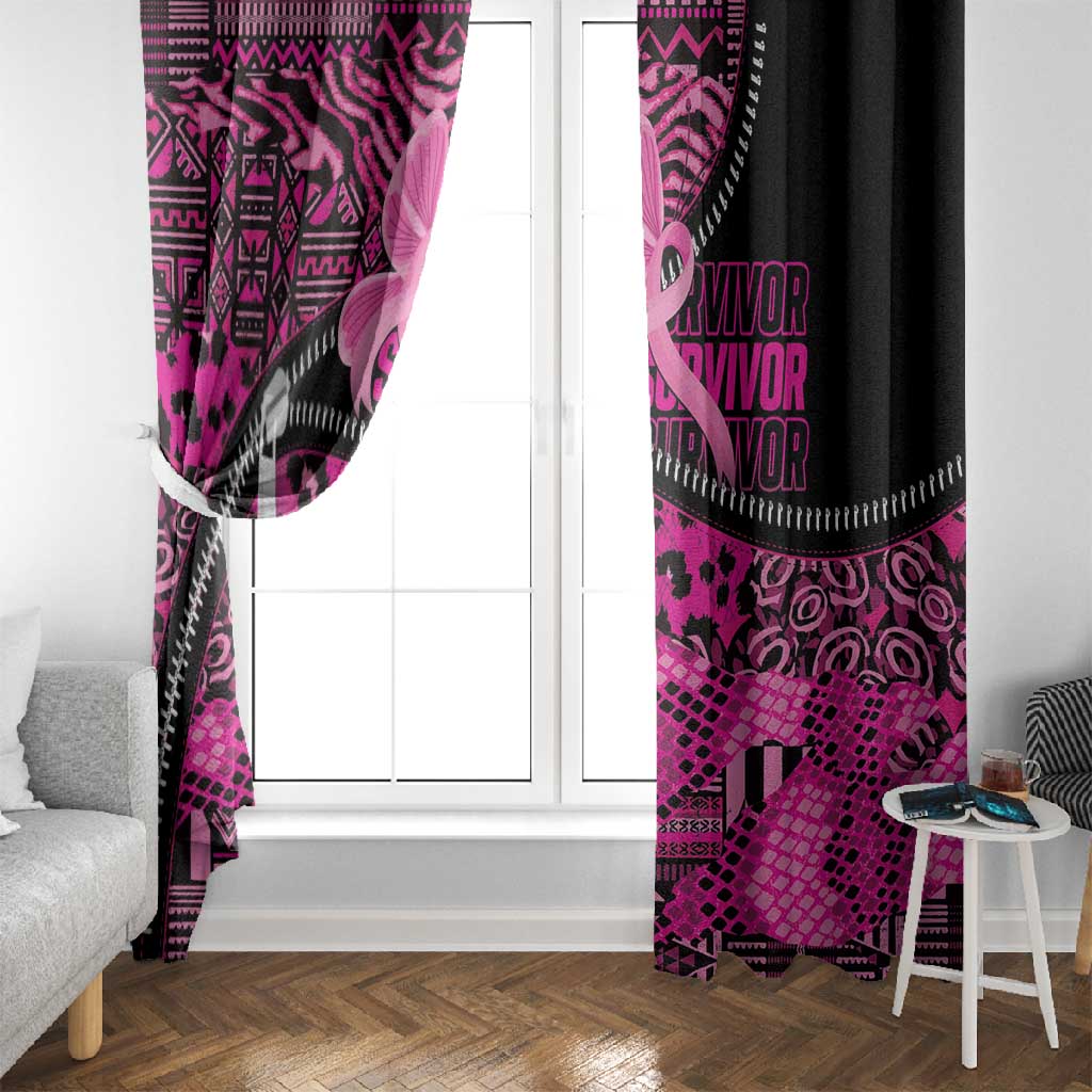 Pink Ribbon Animals Skin African Mixed Window Curtain Zipper Stylized - African Pride