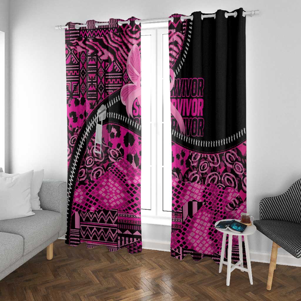 Pink Ribbon Animals Skin African Mixed Window Curtain Zipper Stylized - African Pride