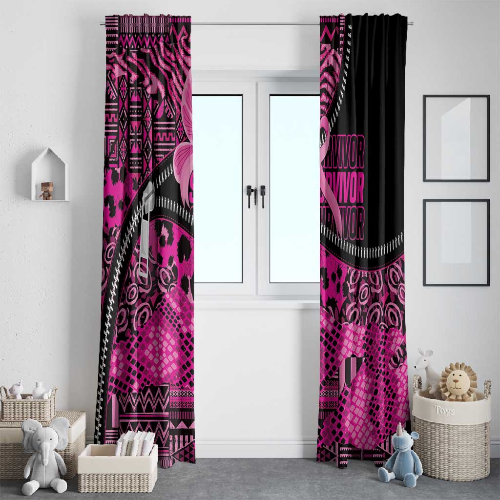 Pink Ribbon Animals Skin African Mixed Window Curtain Zipper Stylized - African Pride