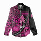 Pink Ribbon Animals Skin African Mixed Women Casual Shirt Zipper Stylized - African Pride