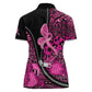 Pink Ribbon Animals Skin African Mixed Women Polo Shirt Zipper Stylized - African Pride