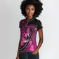 Pink Ribbon Animals Skin African Mixed Women Polo Shirt Zipper Stylized - African Pride
