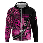 Pink Ribbon Animals Skin African Mixed Zip Hoodie Zipper Stylized - African Pride