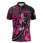 Pink Ribbon Animals Skin African Mixed Zipper Polo Shirt Zipper Stylized