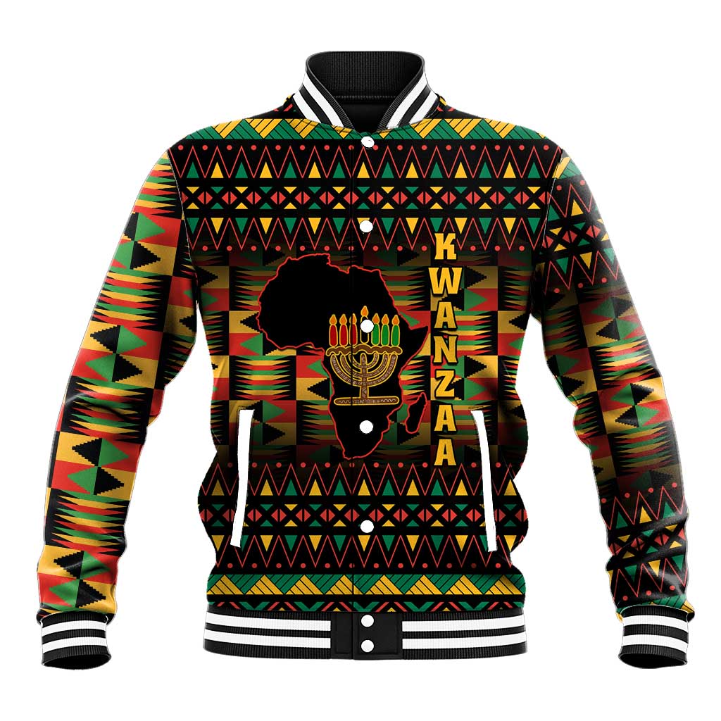 Kwanzaa Festival Baseball Jacket with Kinara Candles and African Pattern LT01