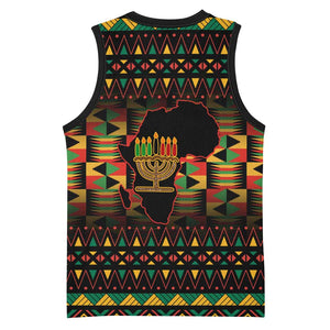 Kwanzaa Festival Basketball Jersey with Kinara Candles and African Pattern - African Pride