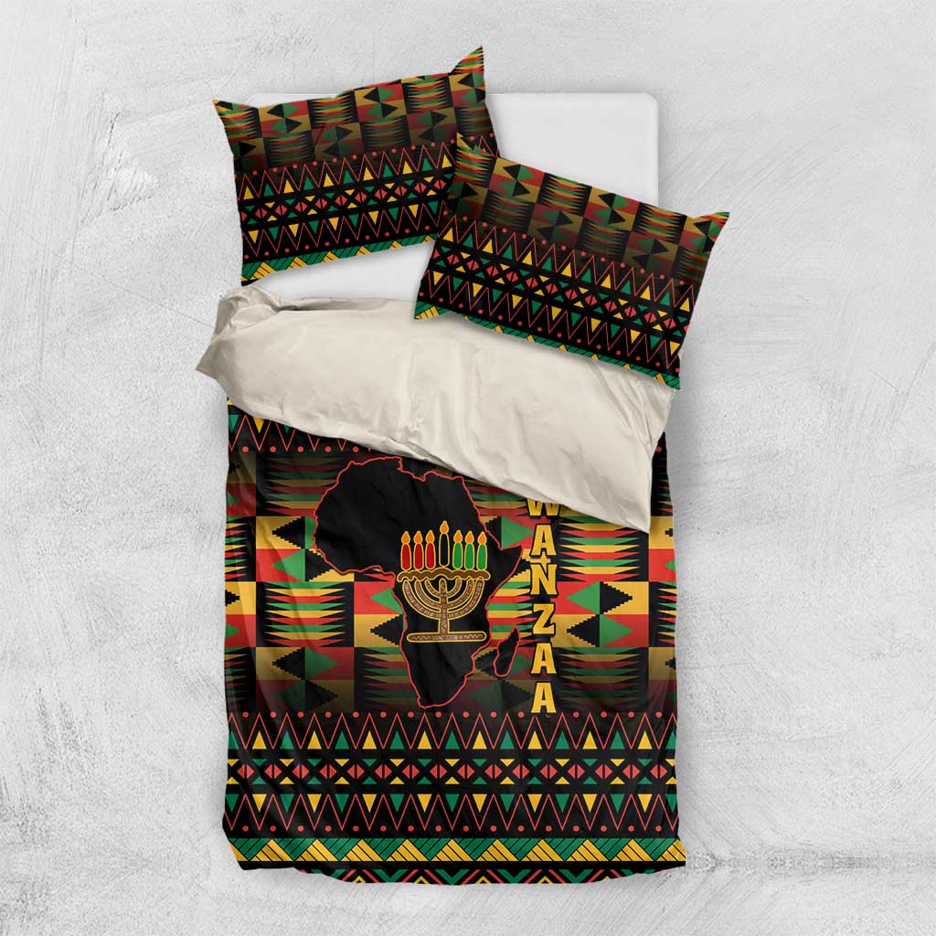 Kwanzaa Festival Bedding Set with Kinara Candles and African Pattern