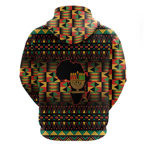 Kwanzaa Festival Hoodie with Kinara Candles and African Pattern