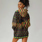 Kwanzaa Festival Hoodie Dress with Kinara Candles and African Pattern